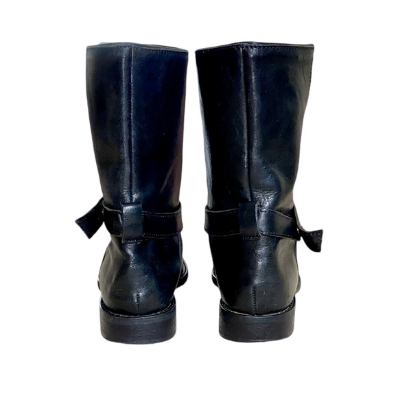 Madewell The Biker Black Leather Slip-On Moto Combat Biker Ankle Boots - Picture 6 of 8